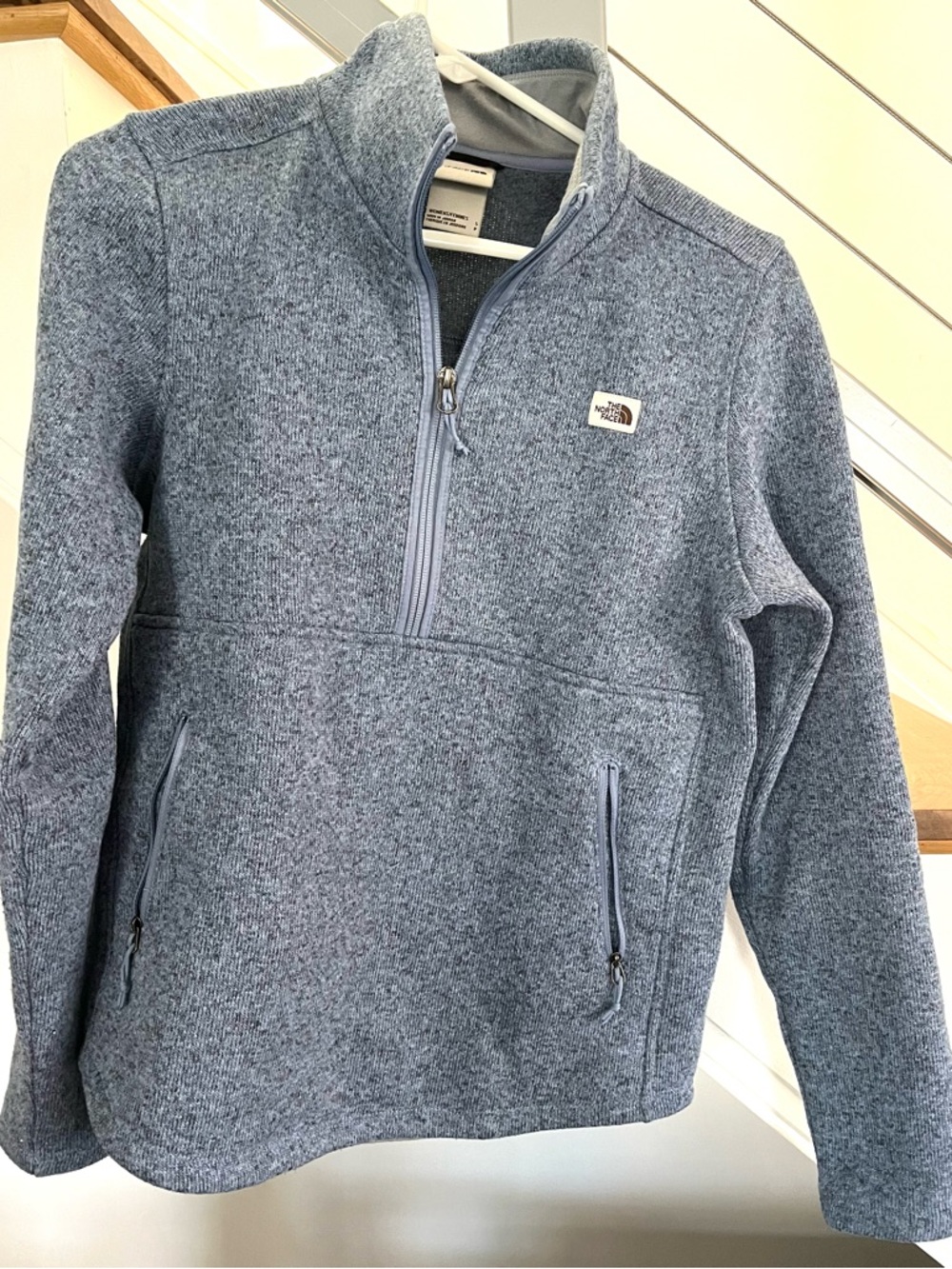 The North Face Women's Heathered Light Blue Quarter-Zip Pullover